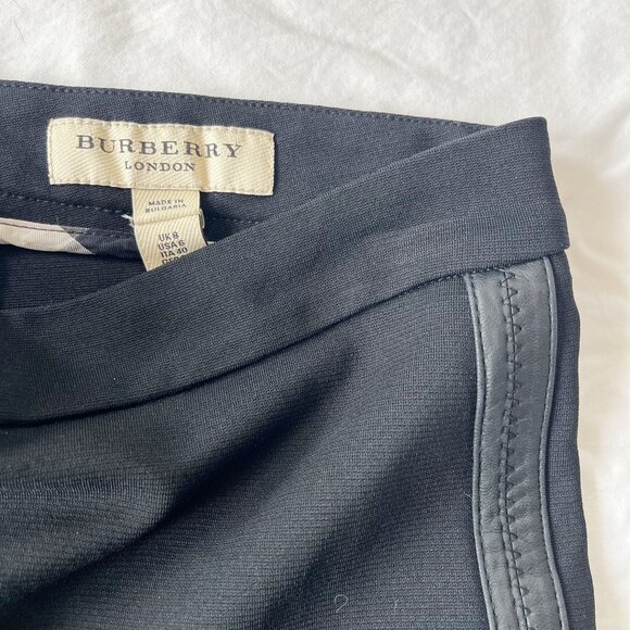 Burberry Black Leather Trim Skinny Fit Pants - Women's Size US 6 - Picture 4 of 9